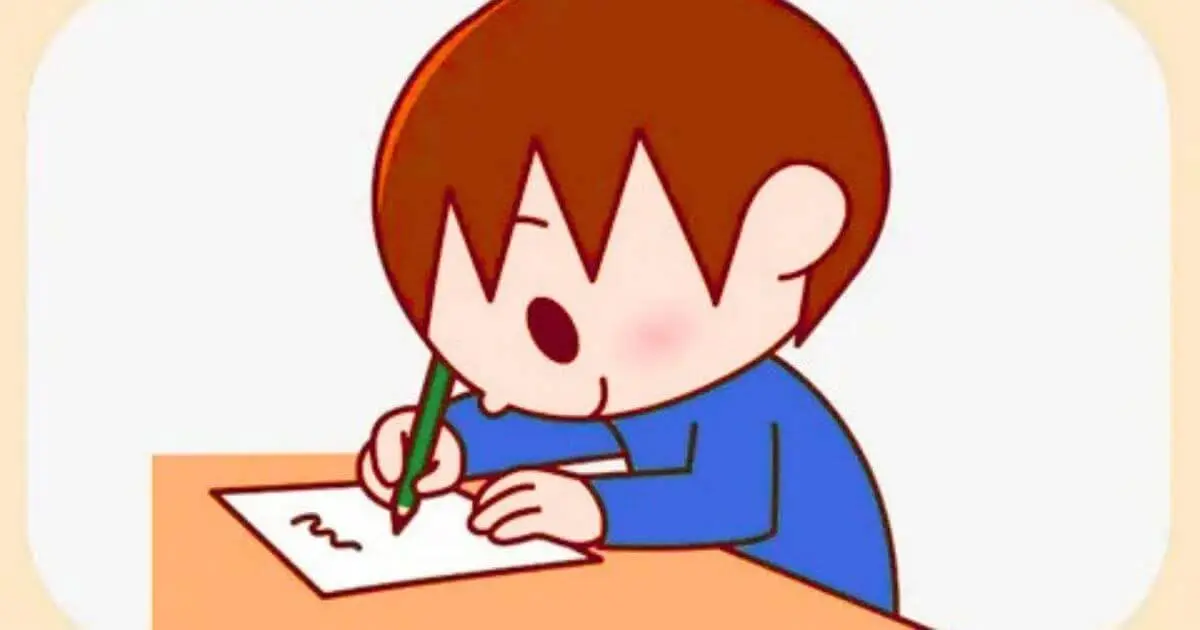 Cartoon writing something on paper