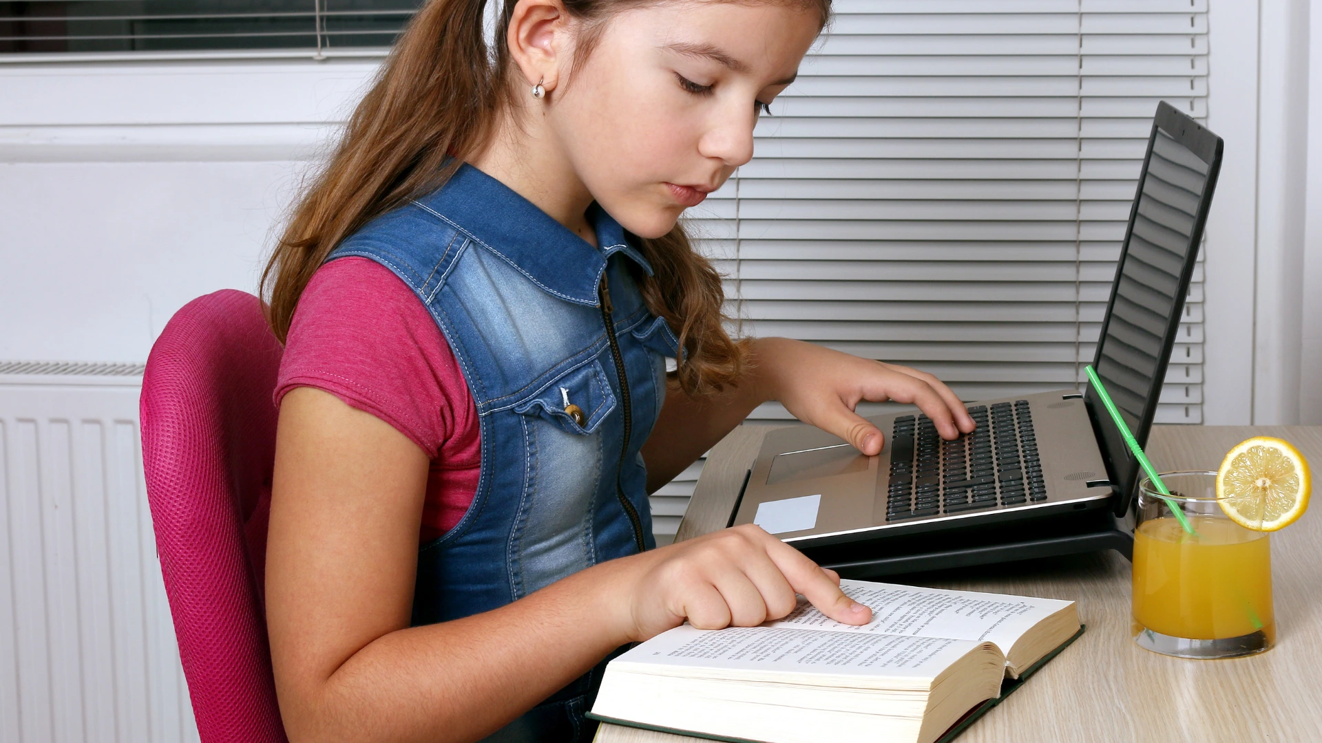 Girl Learning with Laptop