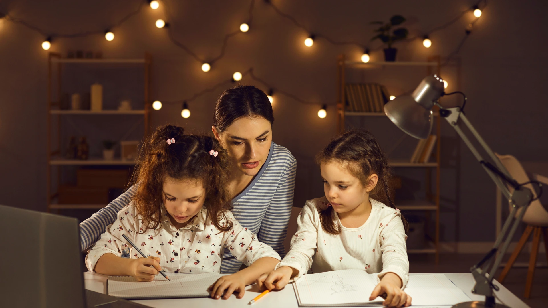 Parents help in study at night