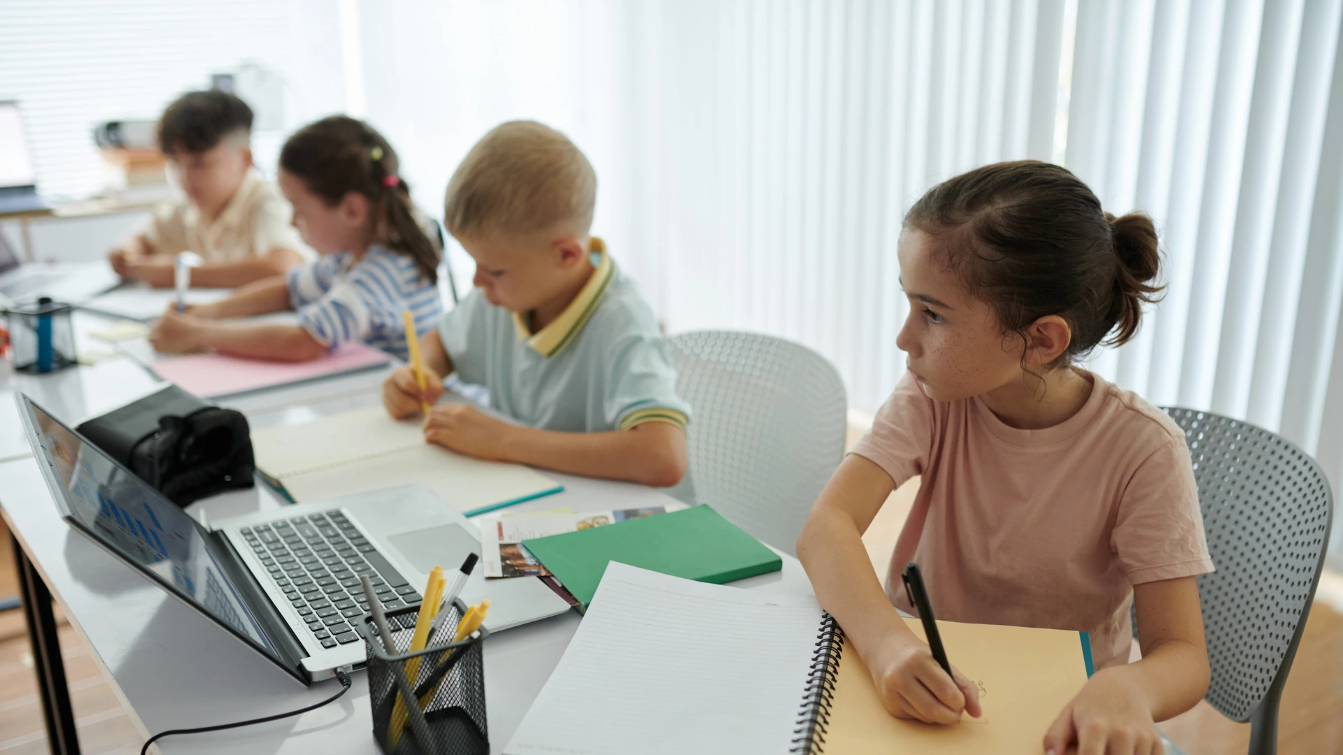 Student Learning with AI on Laptop