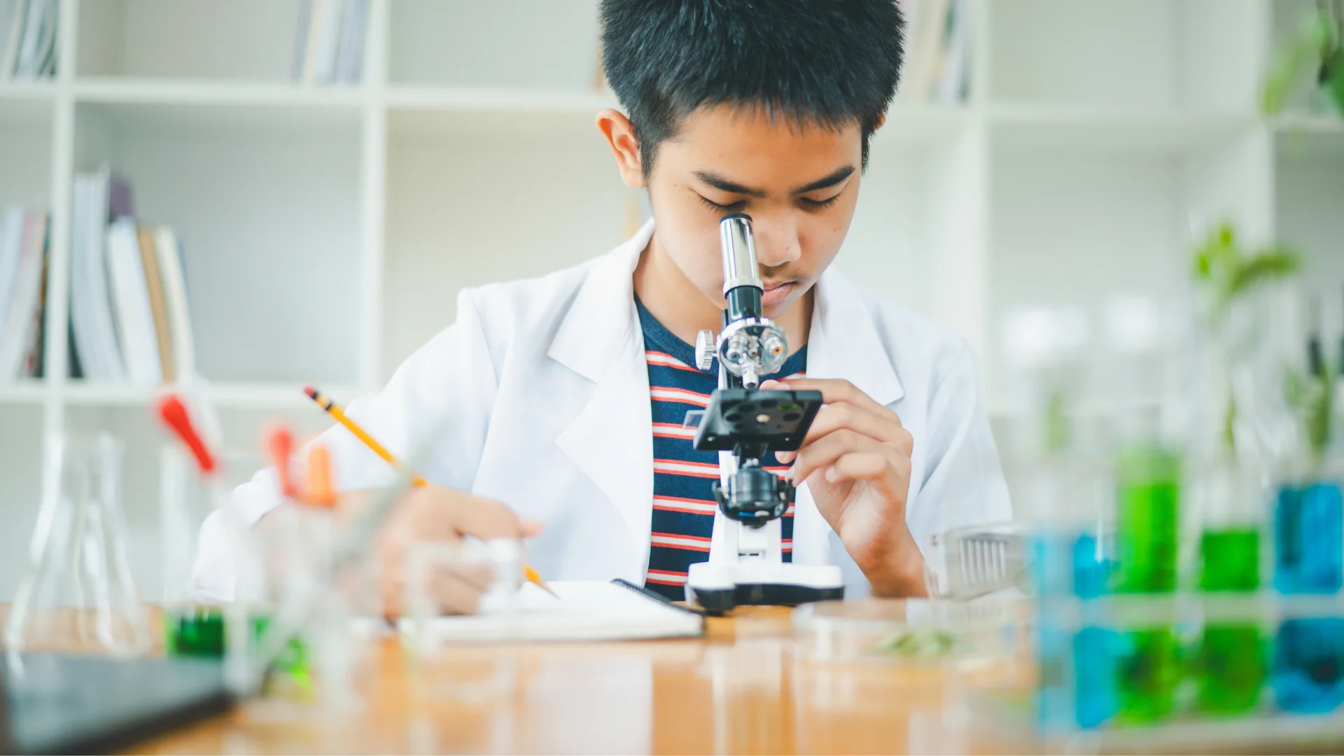 Student doing science lab activity