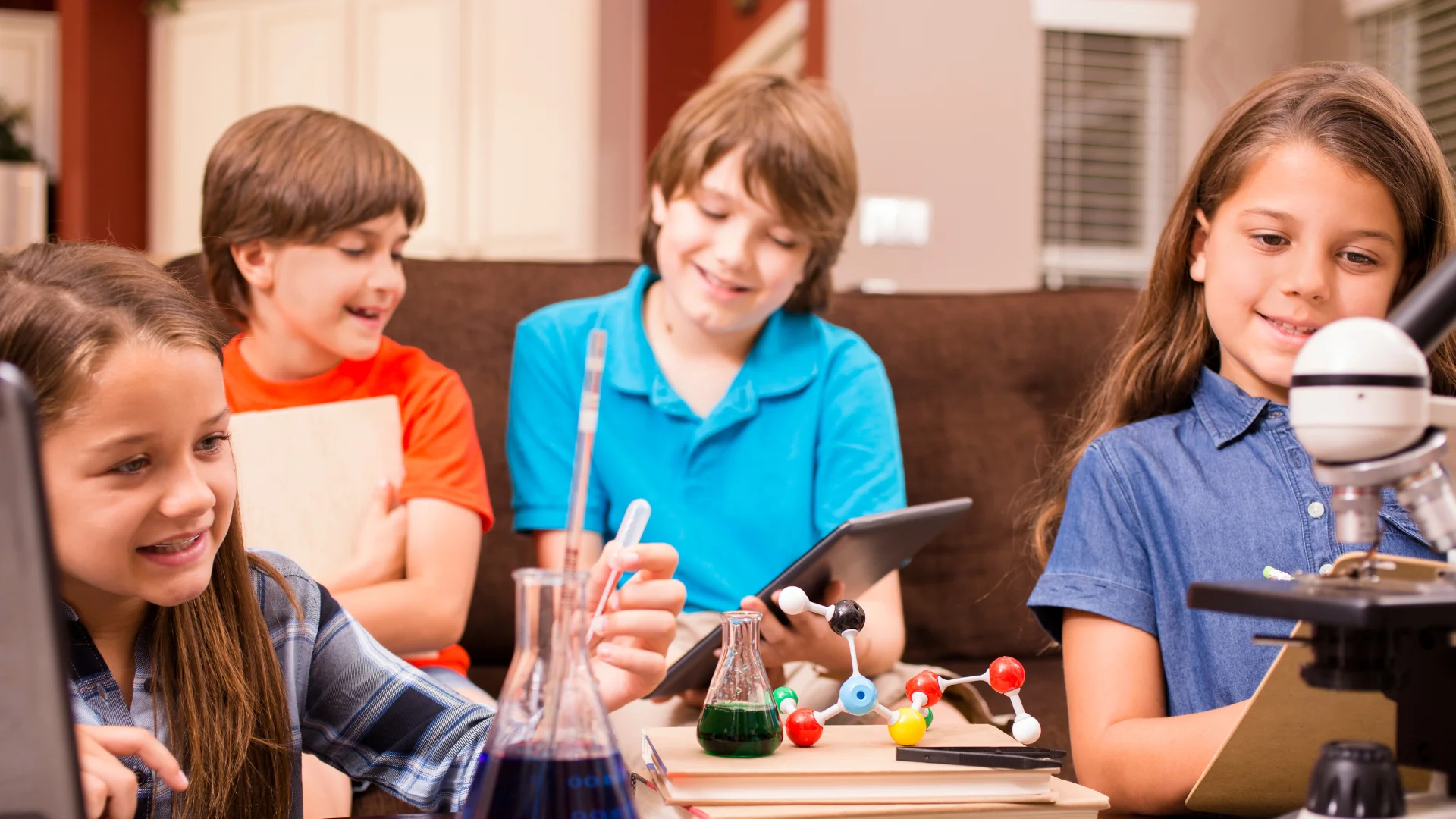 Students doing science activity in classroom
